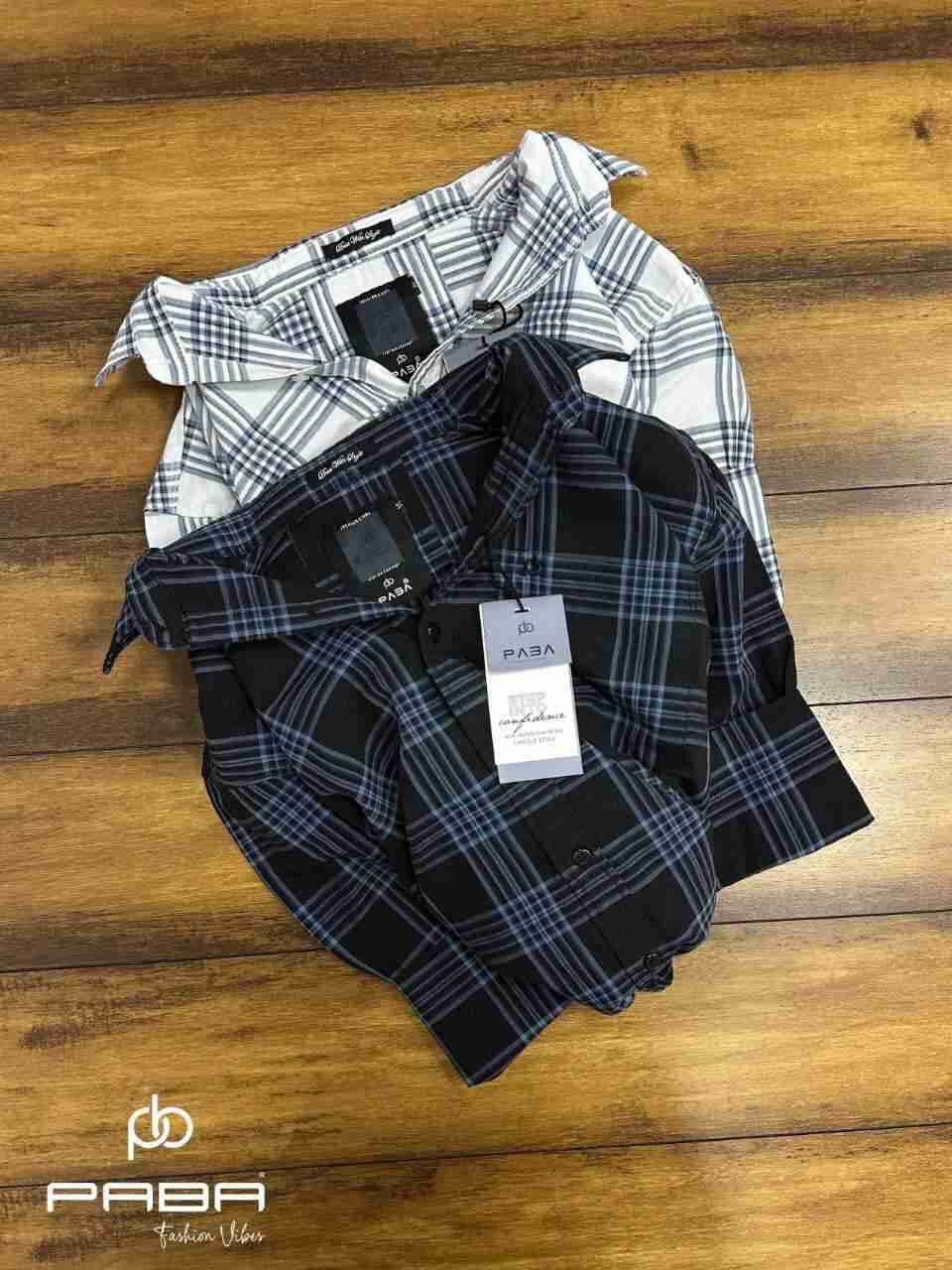 checked shirtin black and white colors
